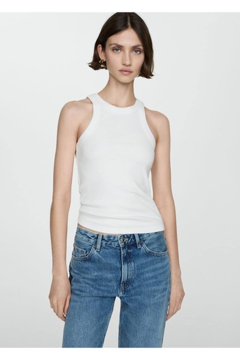 MANGO Woman Rubber knit cotton blouse