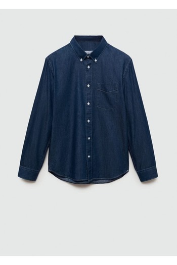 MANGO Man Βαμβακερό πουκάμισο Chambray κανονικής εφαρμογής