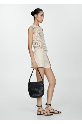 MANGO Woman Plain Crochet Shorts