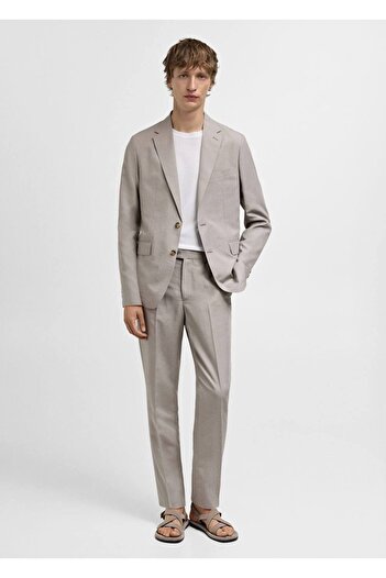MANGO Man Slim Fit Linen Blend Blazer Jacket