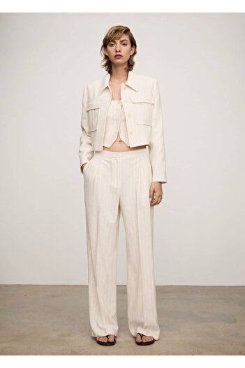 MANGO Woman Straight striped trousers