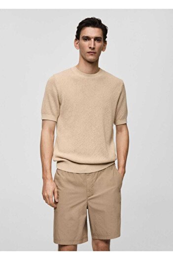 MANGO Man Cotton Woven T-Shirt