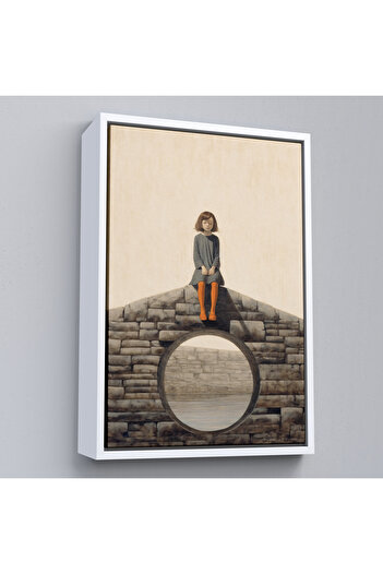 indispensablely Frameless Girl Sitting on the Wall Painting-7535