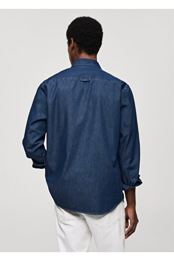 MANGO Man Βαμβακερό πουκάμισο Chambray κανονικής εφαρμογής