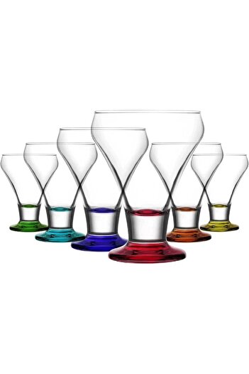 STOREMAX Goldwhirl Frosty Colorful Base 6-Piece Ice Cream-Dessert Serving Set Trendflash 467437