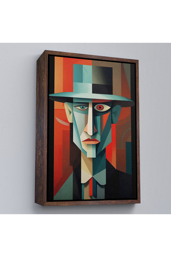 indispensablely Framed Abstract Man with Hat Painting-7786