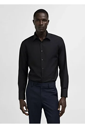 MANGO Man Cămașă slim din poplin de bumbac