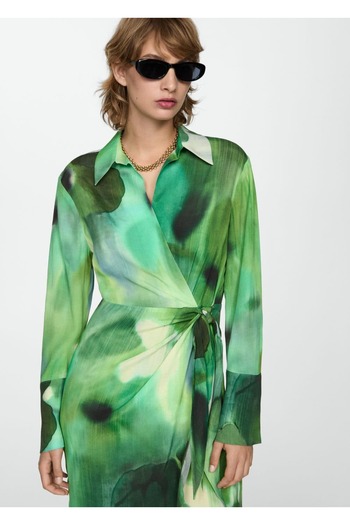 MANGO Woman Stylish Dress with Pattern and Bow