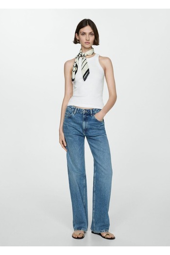 MANGO Woman Rubber knit cotton blouse
