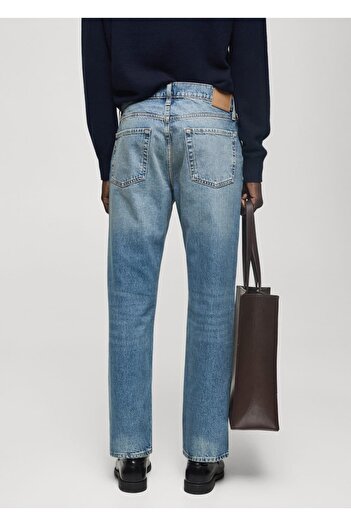 MANGO Man Yırtık Açık Yıkama Düz Kesim Jean