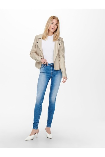 ONLY Onlgemma γυναικεία δερμάτινα παλτό και μπουφάν - Faux Leather, Biker Otw Noos, Silver Lining, 15153079