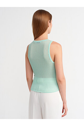 Dilvin 10410 Crew Neck Knitwear Athlete-Mint
