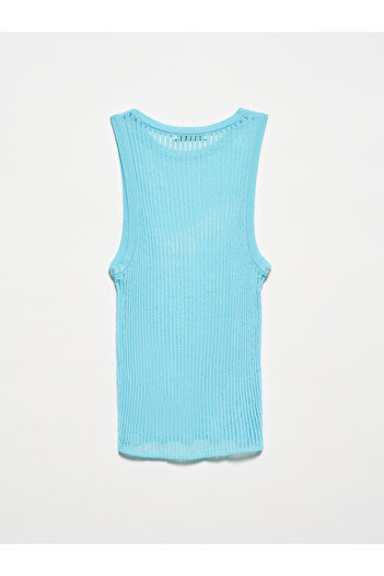 Dilvin 10410 Crew Neck Knitwear Athlete-Turquoise