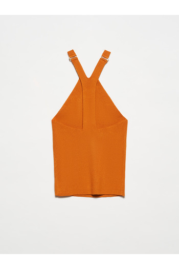Dilvin 10339 Knitwear with Shoulder Accessory Athlete-Y.Orange