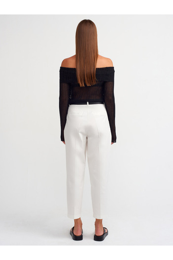 Dilvin 71518 Belted Chino Trousers-White