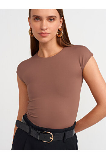 Dilvin 30856 Model Polyamide T-shirt - Brown, Size S