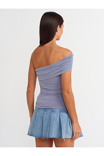 Dilvin 31090 Model Asymetrical Design Bluză gri