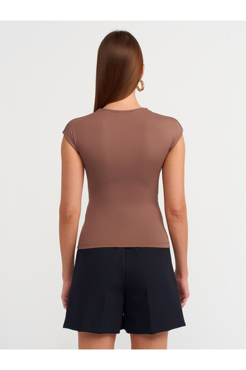 Dilvin 30856 Model Polyamide T-shirt - Brown, Size S