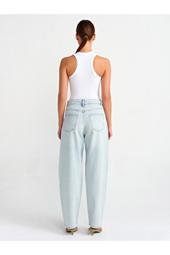 Dilvin 71445 Pantaloni din denim cu balon de culoare deschisă-albastru