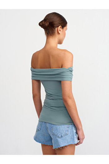 Dilvin 30902 Off Shoulder Gathered Ball-Green