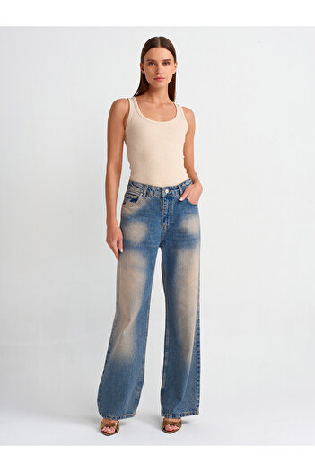 Dilvin 71474 Pantaloni largi din denim Tint Wash-Tint