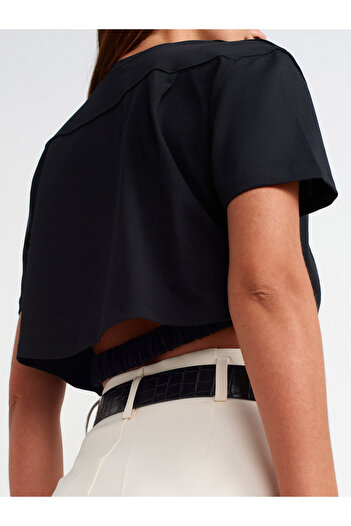 Dilvin 30402 Tricou cu Detaliu Cauciuc-Negru