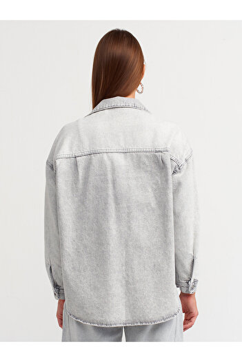 Dilvin 50724 Model - Cămașă Gri Oversize Denim