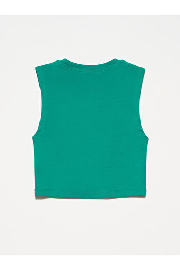 Dilvin 30125 Crop Top-Πράσινο