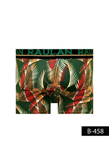 Juan Raul Green / Red Patterned Boxers - Leaf Design