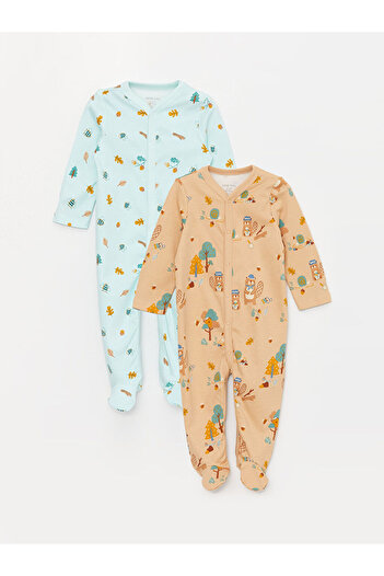 LC Waikiki V-neck Long Sleeve Jumpsuit for Baby Boy - 0-12 Months with Booties, 12 Months+ No Booties Set of 2