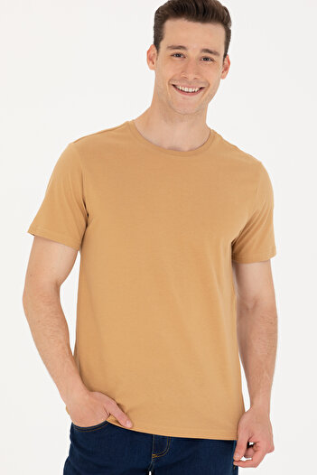 U.S. Polo Assn. Ανδρικό μπλουζάκι Camel Basic Crew Neck 50264916 -VR015