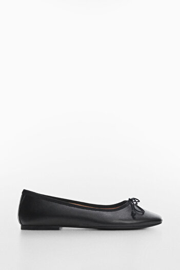 MANGO Woman Bow Leather Ballerina