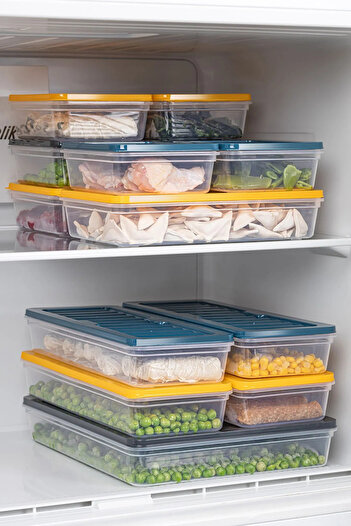 Meleni Home 21 Parça Mikrodalga Uyumlu Organize Saklama Kabı - 1x2400ml 2x1170ml 2x1200ml 4x600ml 12x240ml Sarı