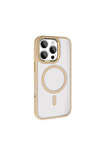 Rivor Apple iPhone 16 Pro Uyumlu Kılıf Kamera Çıkıntılı Magsafe Destekli Kenarları Renkli Şeffaf Kapak