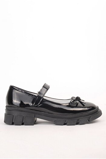 Rıdvan Çelik Girl's Black Patent Leather Ballerinas - School Shoes