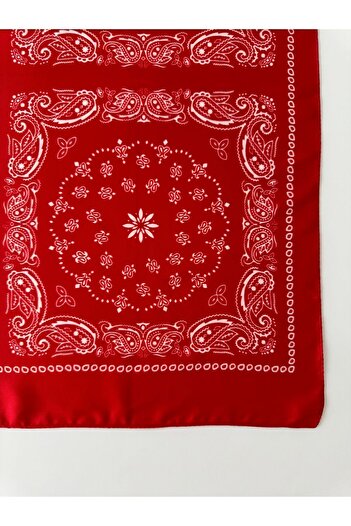 AGAPI Fular Desenli Kırmızı Bandana Fular