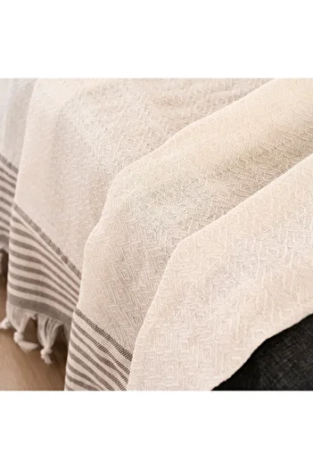 dafne moda Natural Sofa Cover/Shawl Ecru