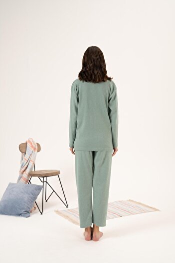 Estiva Winter Floral Embroidered Button Collar Pajamas Set