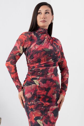 PULLIMM Long Sleeve Tulle Dress - Gathered Waist, Grs3328