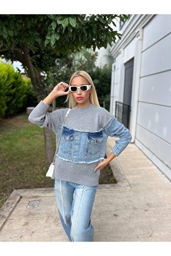 For Angels Denim Pocket Knitwear Sweater