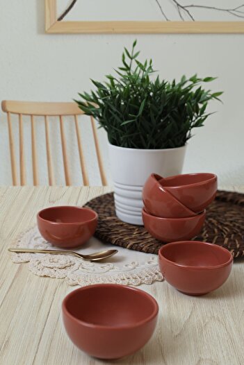 Keramika 8 Cm Red Brown Cloud Mini Snack Bowl - 6 Pieces 607