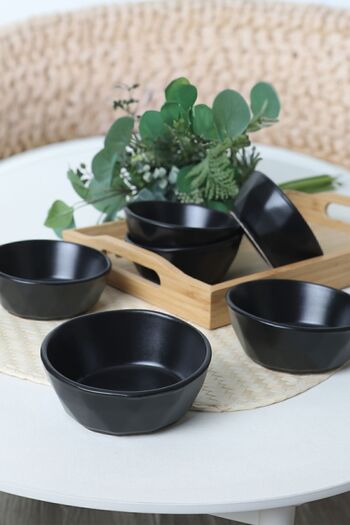 Keramika 12 Cm Matte Black Crystal Snack Bowl - 6 Pieces 956