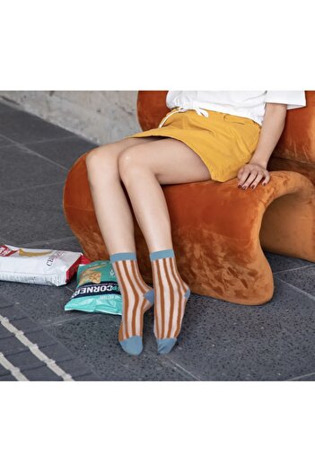 ZvM Japanese Korean Style Sheer Transparent Orange Striped Socket Socks