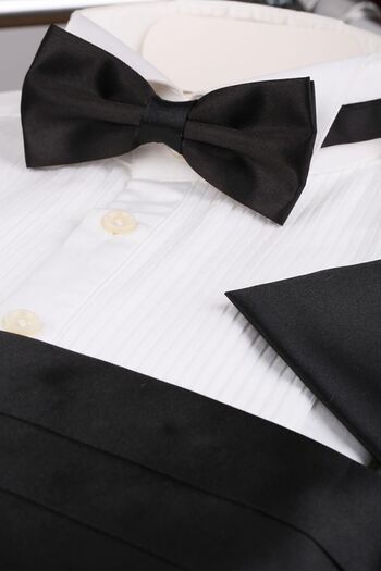 La Pescara Black Bow Tie Belt - Groom Suit Tuxedo Belt Smk50