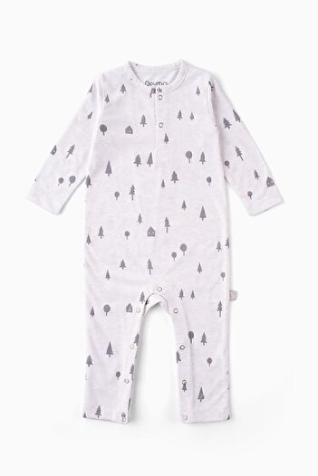 Boumini Baby Long Sleeve Fit Fit Snap Jumpsuit Pine Forest Patterned