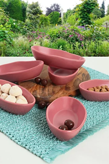 Keramika Matte Dried Rose Sea Snack Bowl / Sauce Bowl 14 Cm 6 Pieces