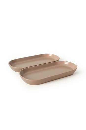 Keramika 26 Cm Matte Soil Taupe Noyan Boat Plate - 2 Pieces 977