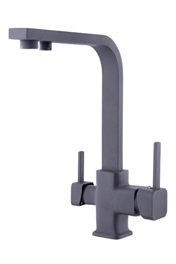yediyapı Anthracite Square Purified Kitchen Faucet