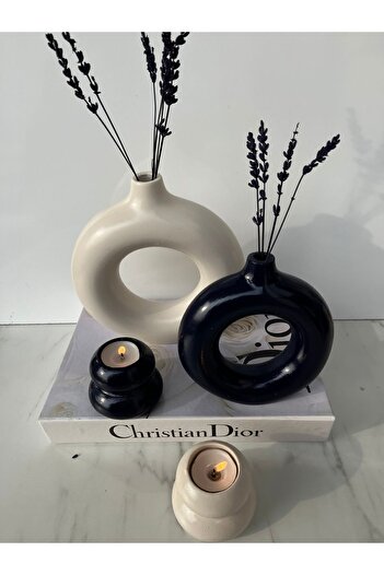 Home Sibel/ela Design 2-Piece Ring Vase 2-Piece Candle Holder Set 20x19&15x14