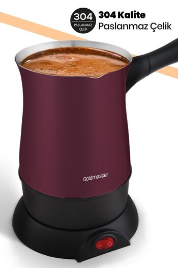 GOLDMASTER Purple Stainless Steel 5-Cup Capacity Hünkar Electric Coffee Pot